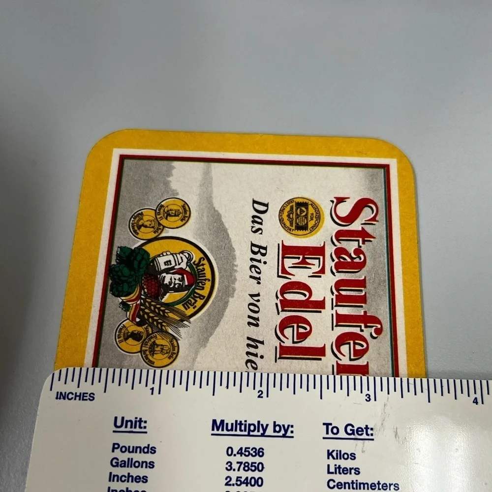 Vintage Staufen Edel German Beer Bar Double Sided Carboard Coaster